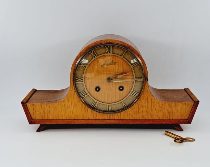 Vintage Wooden Junghans Mantle Clock Etsy