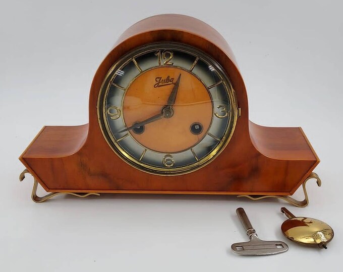 Vintage Wooden Juba Pendule Mantle Clock Etsy