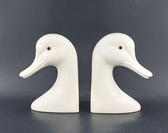 Set of vintage porcelain duck bookends