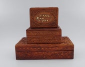Vintage wooden teak jewelry box
