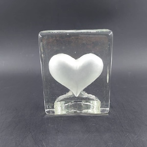 Vintage glass heart tealight holder by Lisabeth Dahl in Denmark