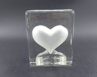 Vintage glass heart tealight holder by Lisabeth Dahl in Denmark