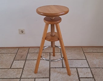 Vintage Ikea verstellbarer Hocker aus Buchenholz