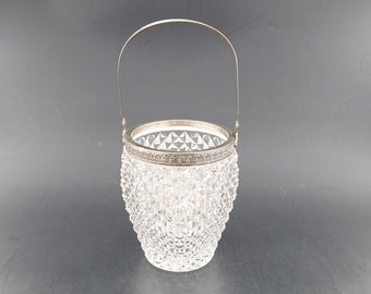 Alpaccca diamond cut crystal ice bucket with silver handle