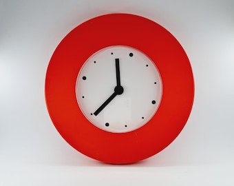 Vintage Ikea Red Wall Clock Tajma Designed by Knut and Marianne