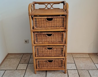 Vintage rotan hand-made bohemian dresser