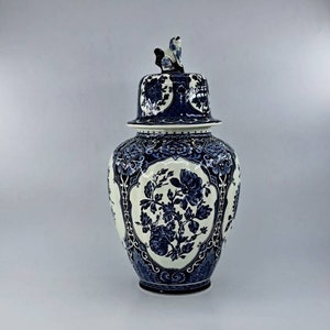 Delft blue Royal Sphinx porcelain vase with lid by Boch