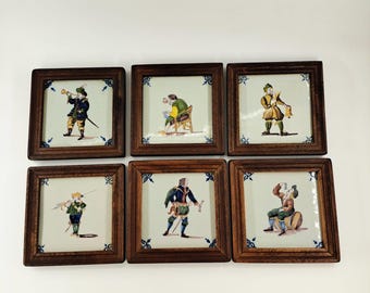 Makkum Dutch hand-painted framed porcelain tile by Royal Tichelaar Makkum