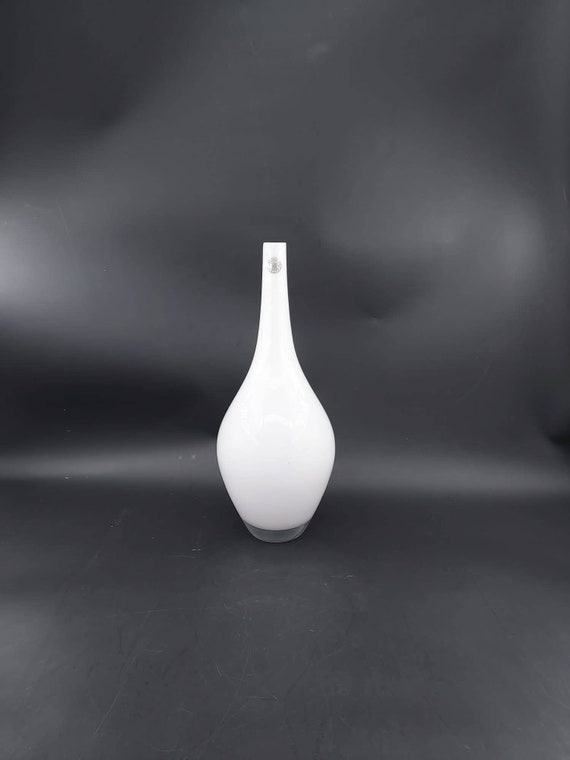 Vintage IKEA Salong White Glass Vase Etsy