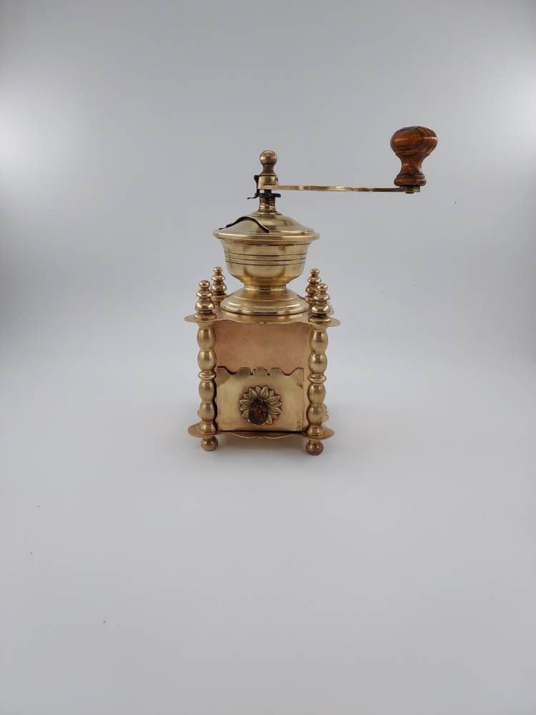 Antique French Brass Coffee Grinder Etsy