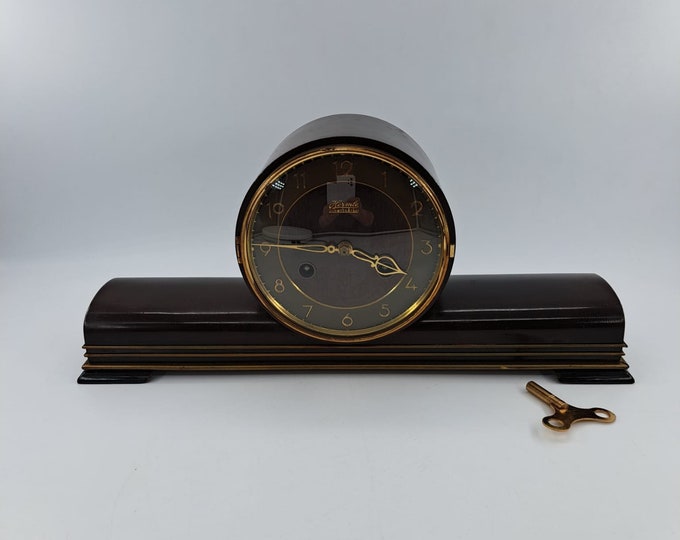 Vintage Wooden Hermle Mantle Clock Etsy