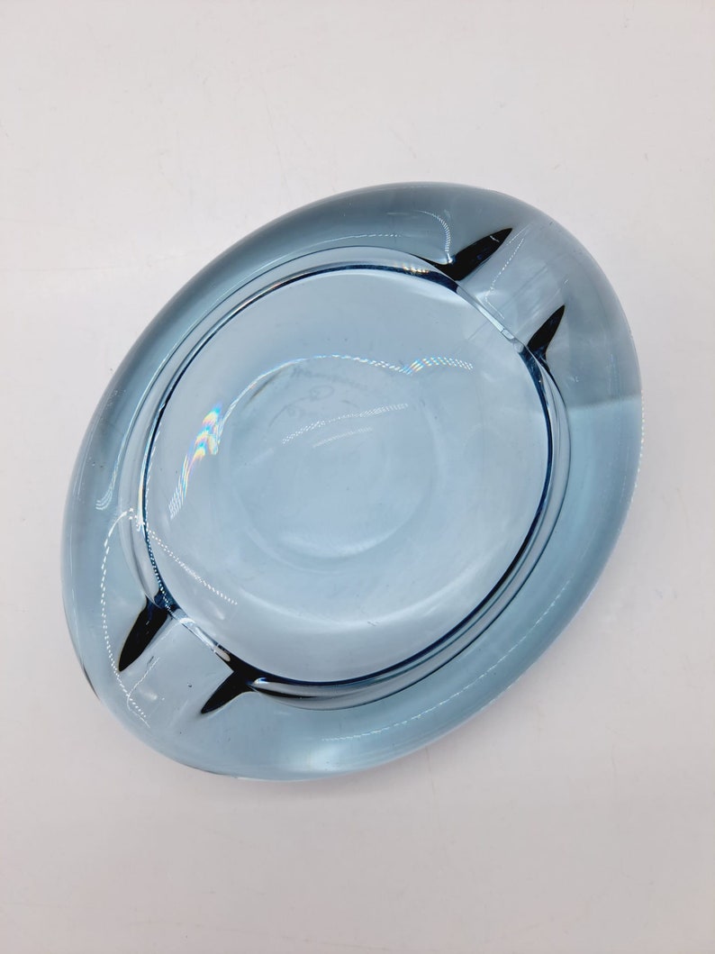 Vintage Blue Glass Ashtray by per Lutken for Holmegaard Denmark Etsy