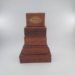 Scatola portagioie vintage in legno di teak