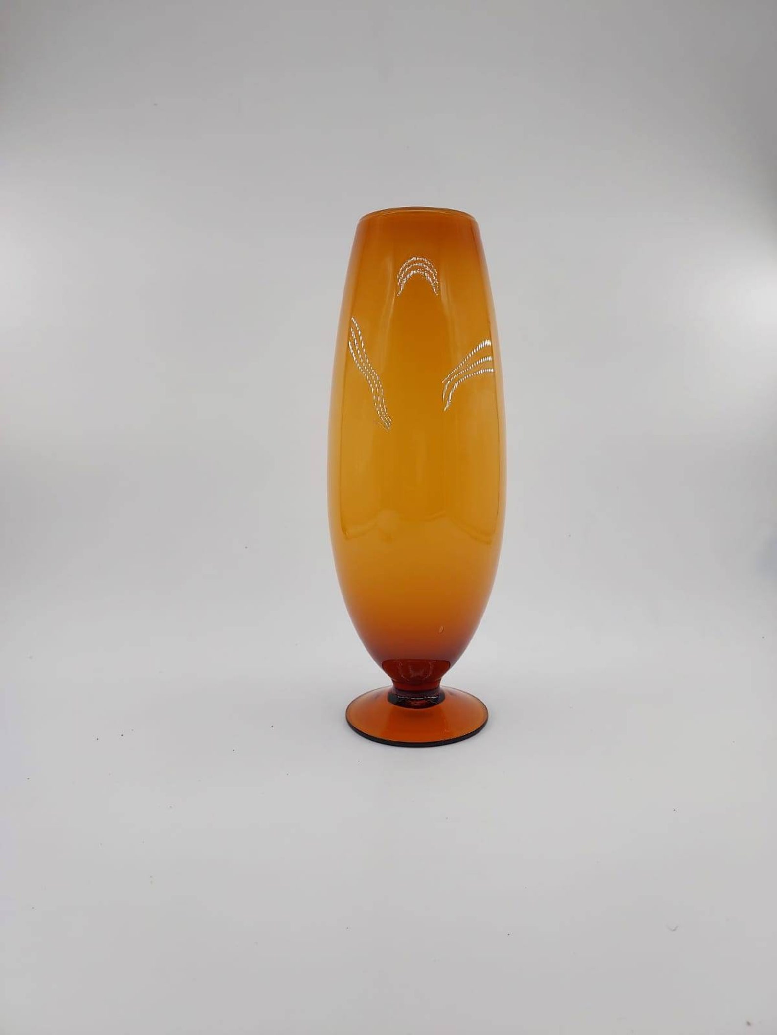 Murano opaline vintage mid century yellow glass vase 60's Etsy