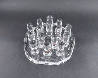 Vintage glass crystal tea cozy by Georgshütte rechaud stövchen brutalist
