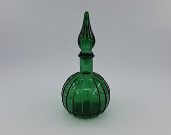 Vintage Mid-century Italian green glass Empoli Genie carafe