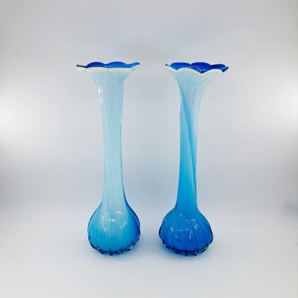 Set of two soliflora "Jack in the Pulpit" glass vases