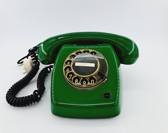 Vintage emerald Dutch rotary phone T65 de luxe Ericsson PTT