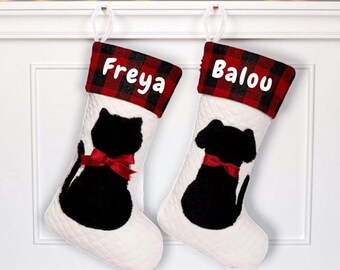 Nikolausstiefel / Weihnachtsstrumpf Hund oder Katze personalisiert mit Namen