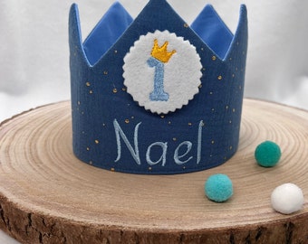 Birthday crown Nael can be personalized with name / birthday child and number buttons (optional)