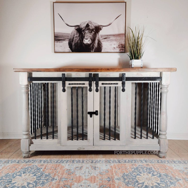 Large Custom Dog Kennel Dog Crate Furniture Custom Wood Etsy