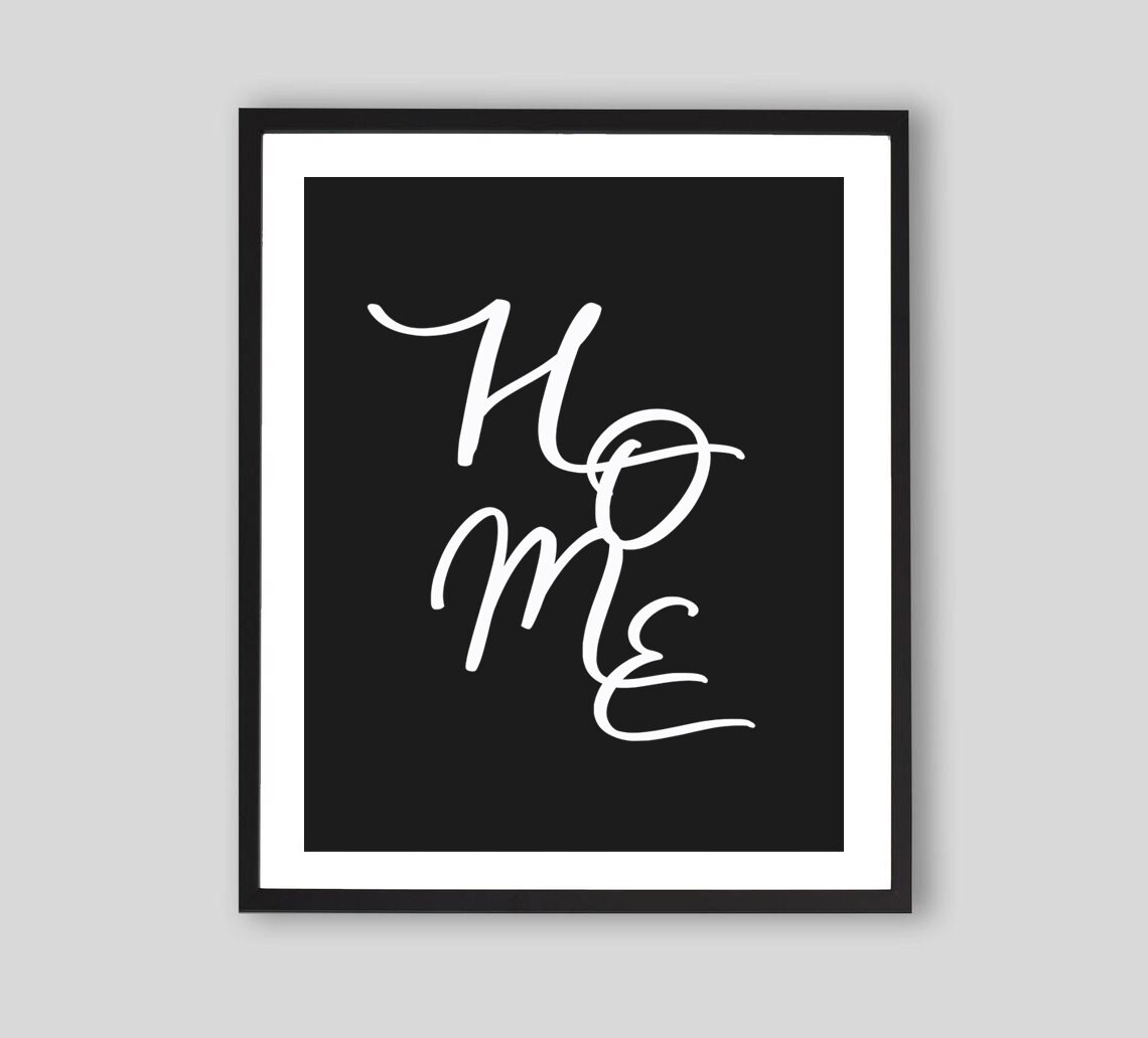 Home Modern Cursive Wood Sign Print Printable Wall Decor | Etsy