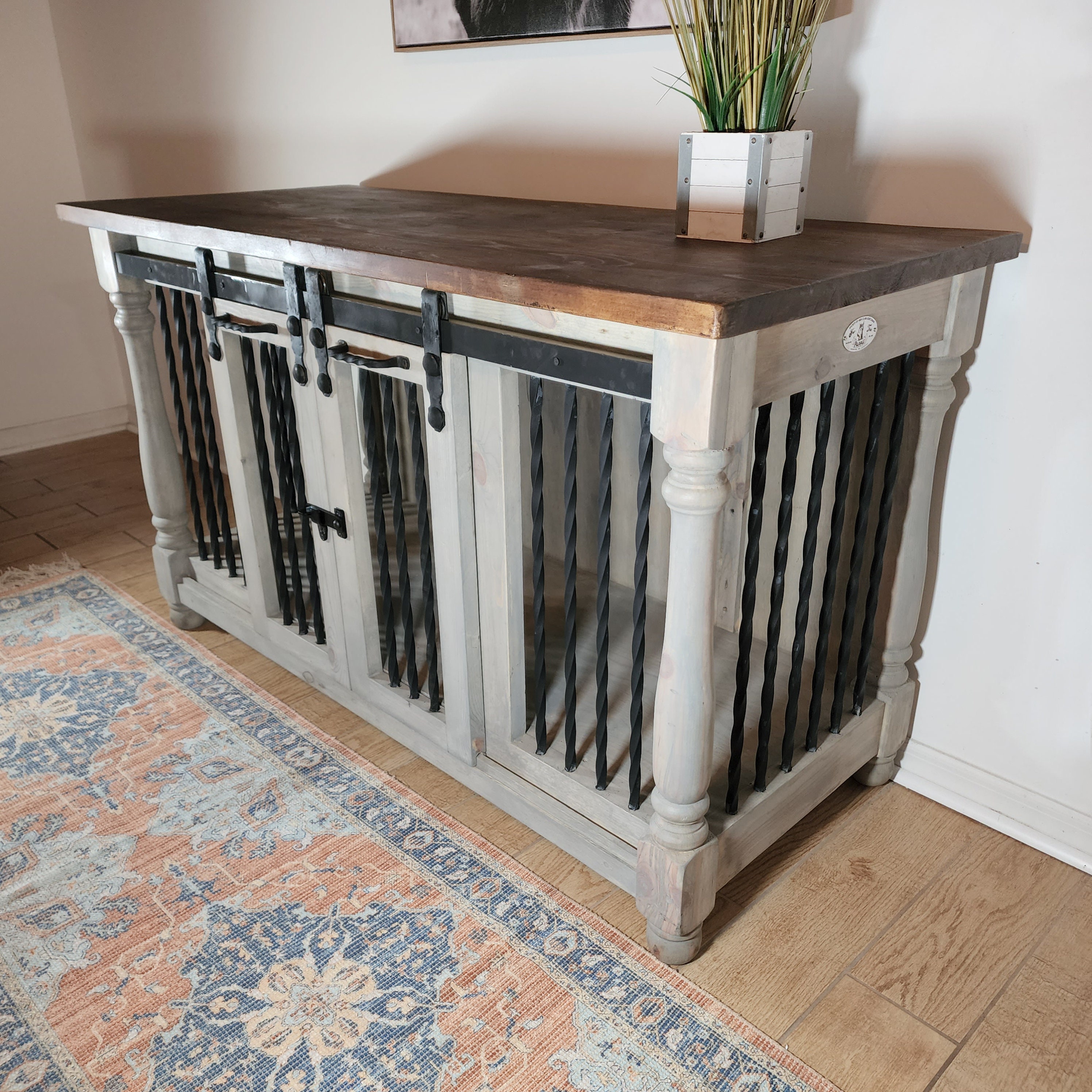 Large Custom Dog Kennel Dog Crate Furniture Custom Wood Etsy