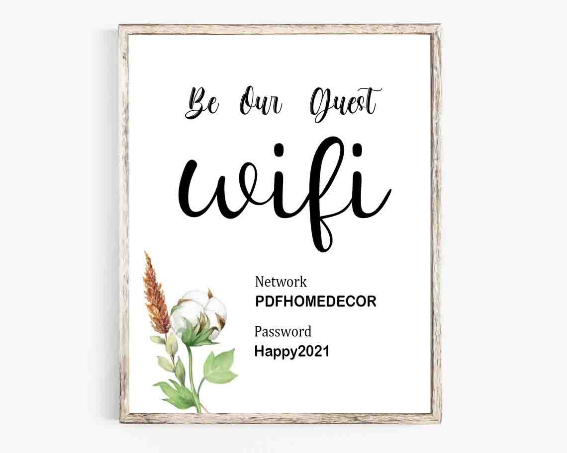 Be Our Guest Wifi Network Welcome Entry Wood Sign Print Printable Wall Decor Farmhouse Sign Digital Download