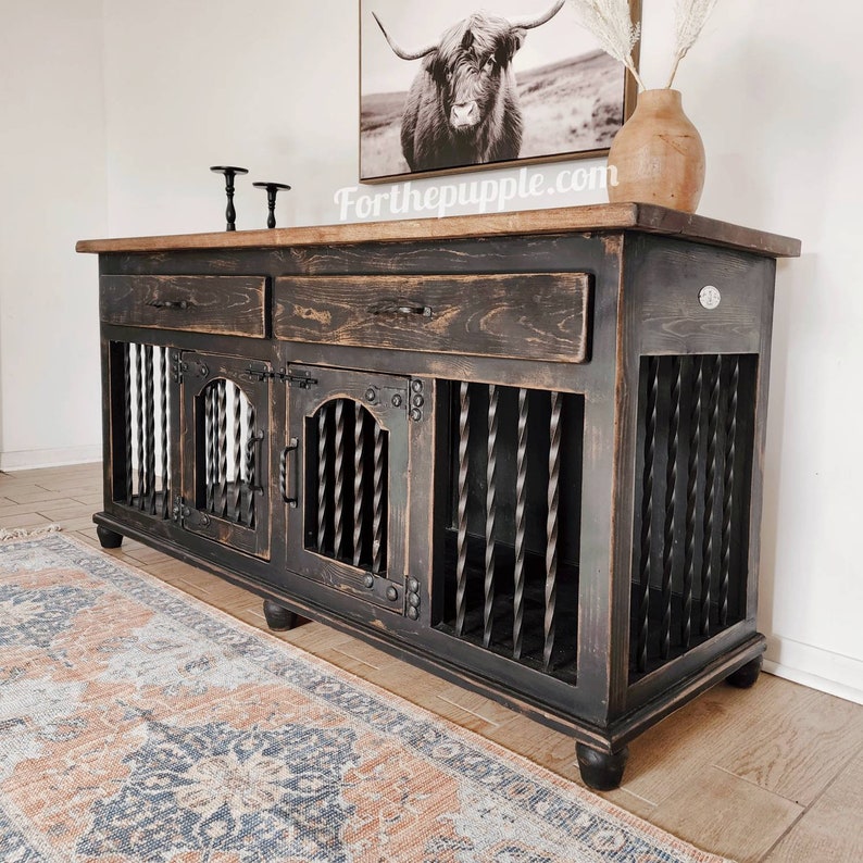 Rustic Buffet Table Custom Drawer Dog Kennel Furniture Etsy