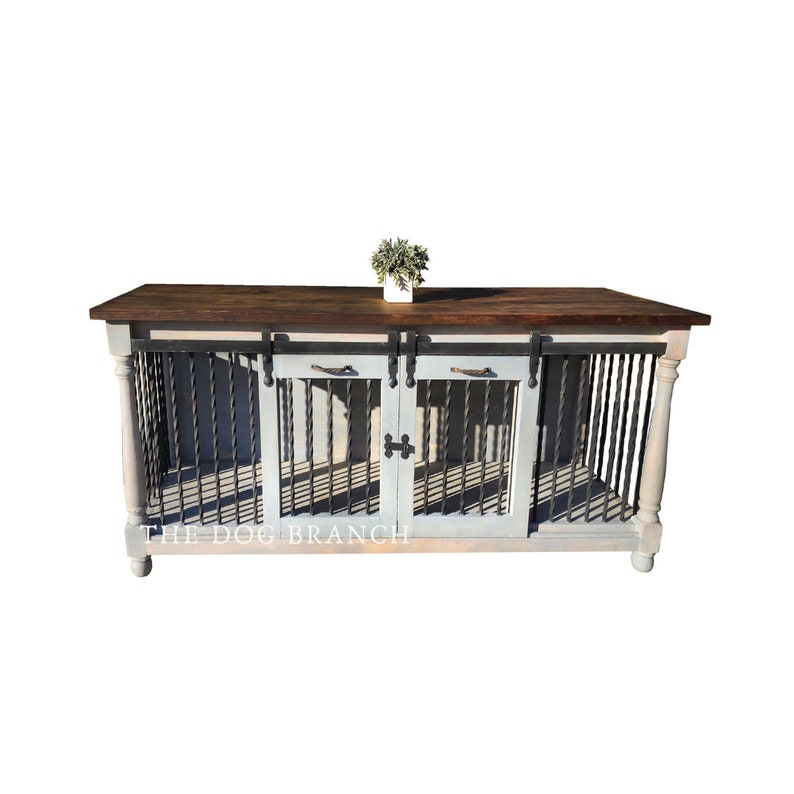 Double Dog Kennel Furniture Dog Crate Furniture Wood Etsy