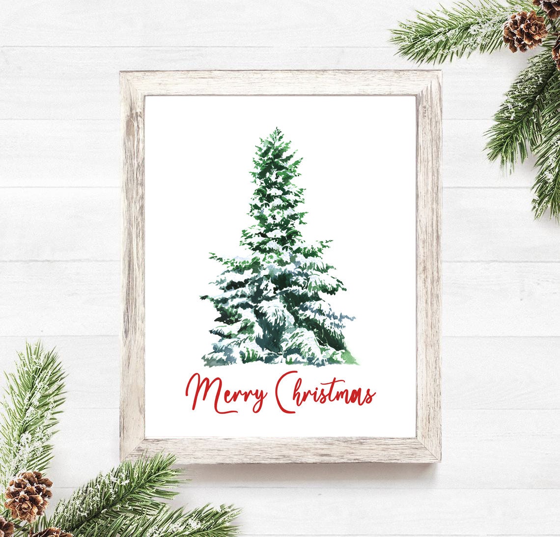 Pine tree merry christmast wood sign Print printable Wall | Etsy