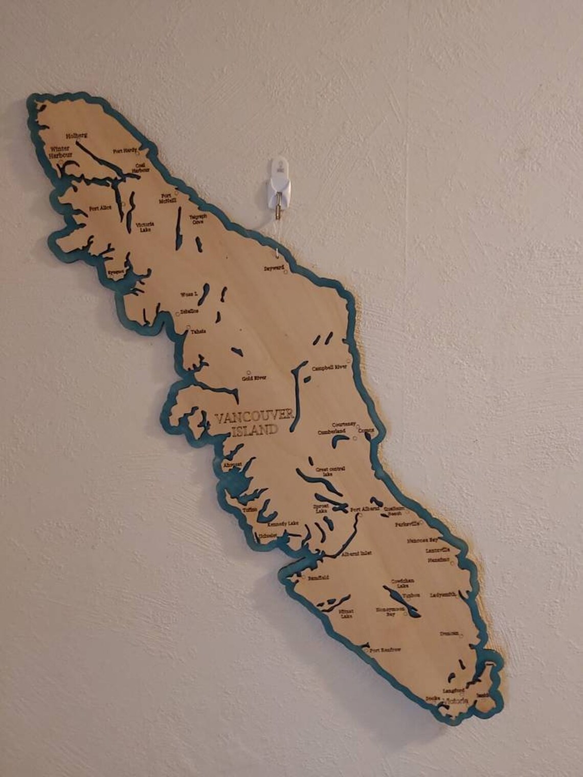 Vancouver Island wooden engraved map home decor original Etsy