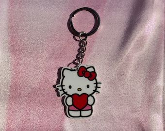 2PC Hello Kitty Mini Coin Purse Headphone Bag Portable KeyRing Key Chains Gift