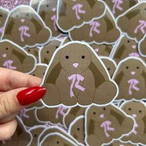 Coquette Bow Bunny Laptop Sticker