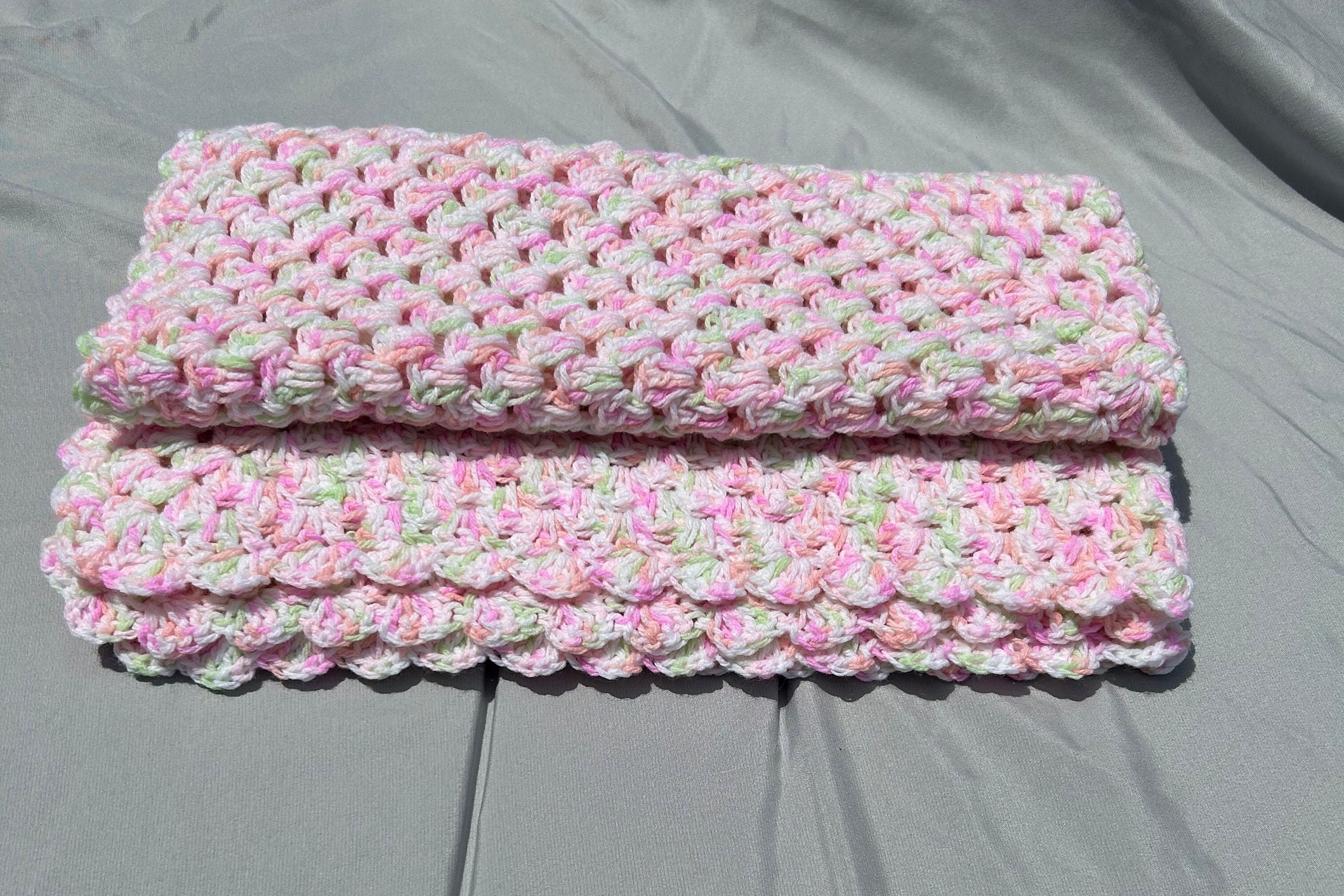 Crocheted Baby Blanket Soft Pink and Lime Green Baby Blanket Etsy Ireland