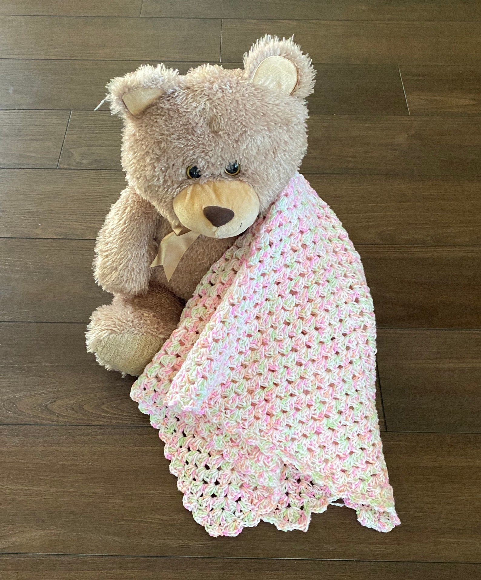 Crocheted Baby Blanket Soft Pink and Lime Green Baby Blanket Etsy