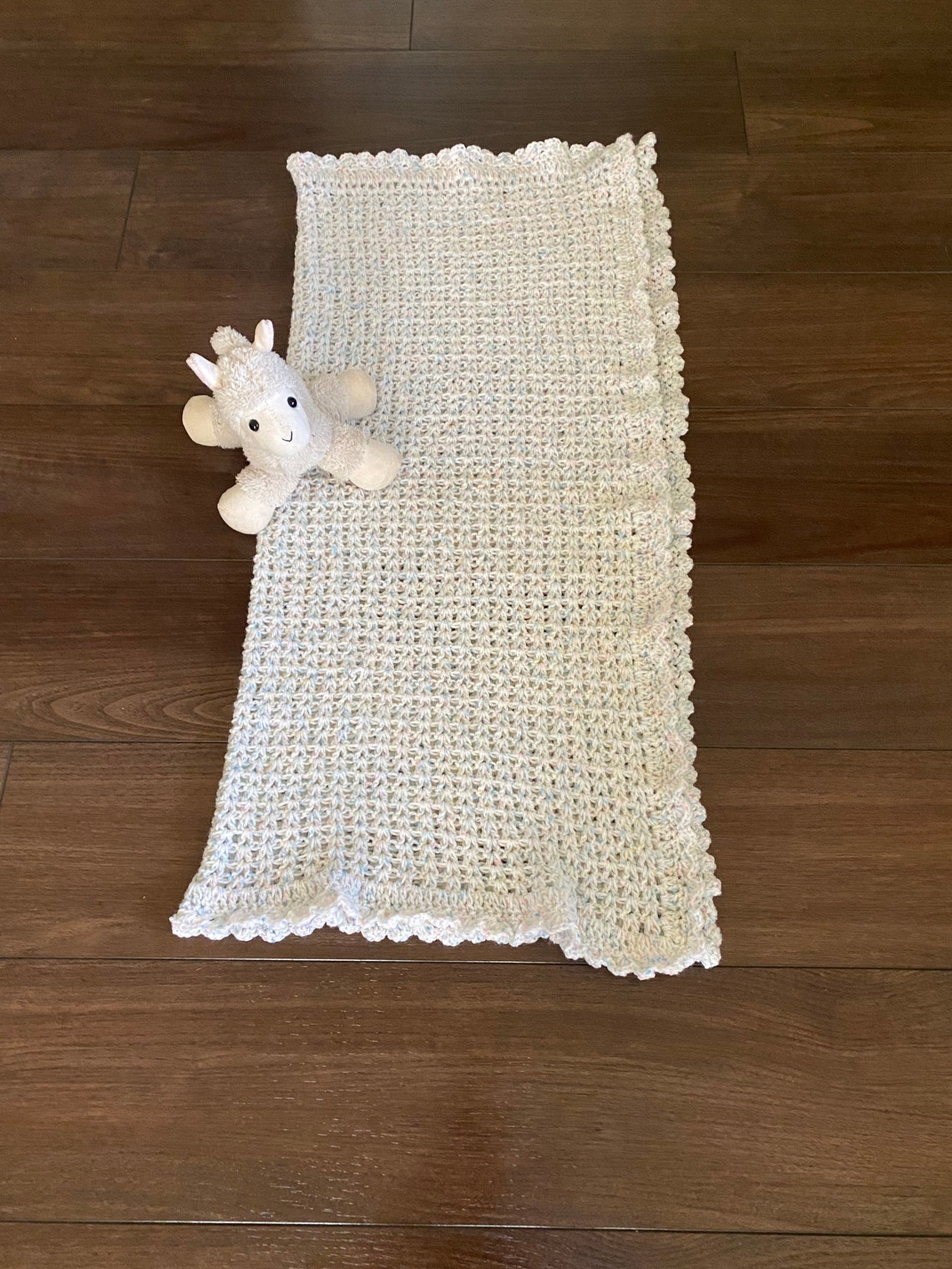 Crocheted Soft Neutral Baby Blanket White with Specks of Etsy