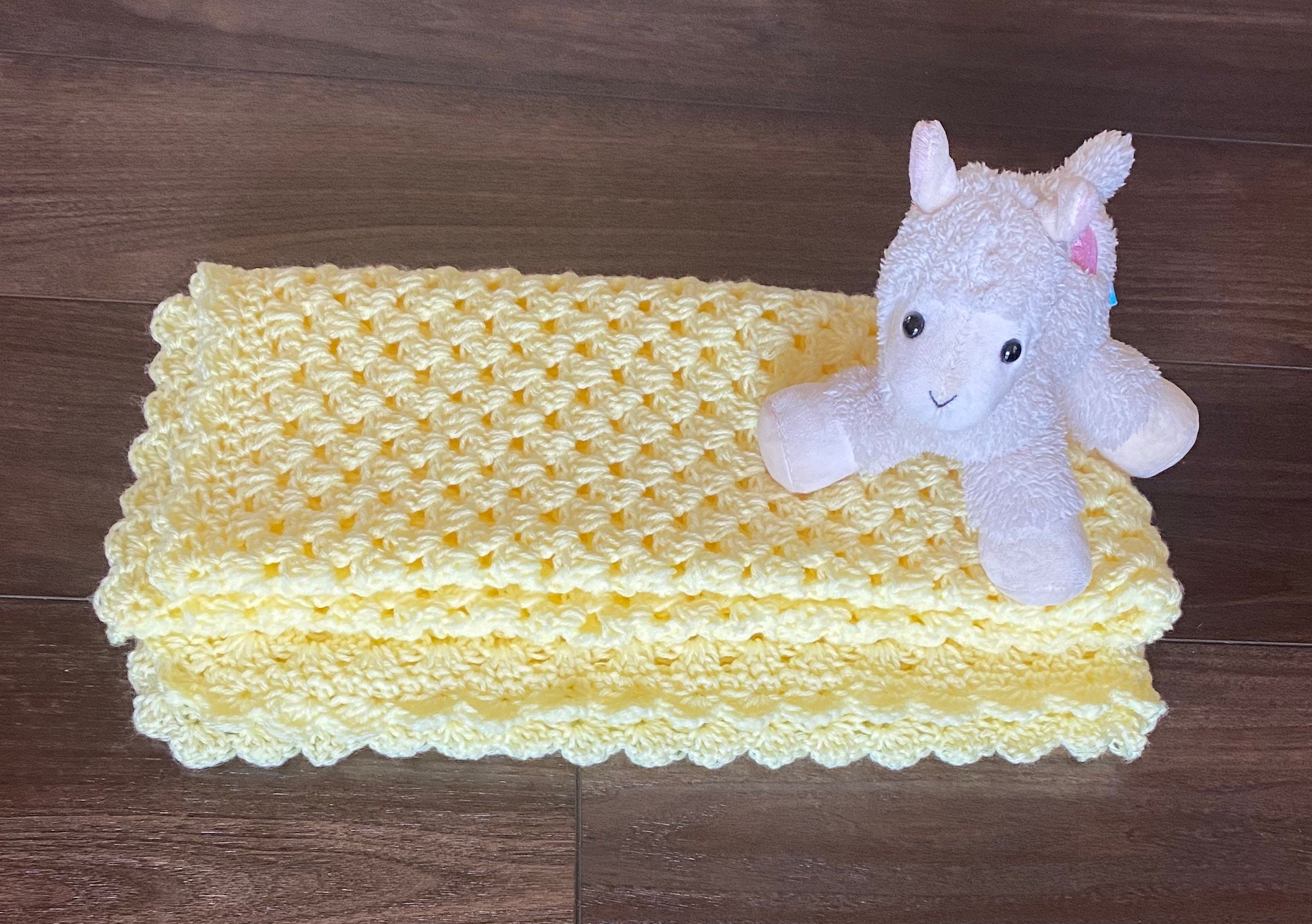Crocheted Soft Yellow Baby Blanket Yellow Crib Blanket Etsy