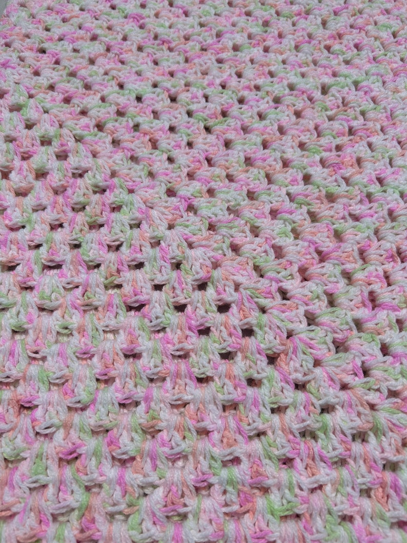 Crocheted Baby Blanket Soft Pink and Lime Green Baby Blanket Etsy