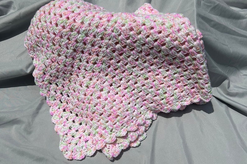 Crocheted Baby Blanket Soft Pink and Lime Green Baby Blanket Etsy