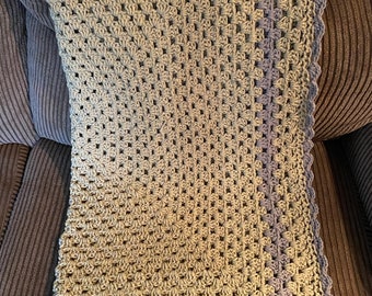 Crocheted Sage & Gray Baby Blanket