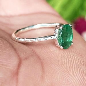 Forest Green Sterling Silver Ring-Emerald Glow Ring-Handcrafted and Vintage Inspired Sterling Silver Ring