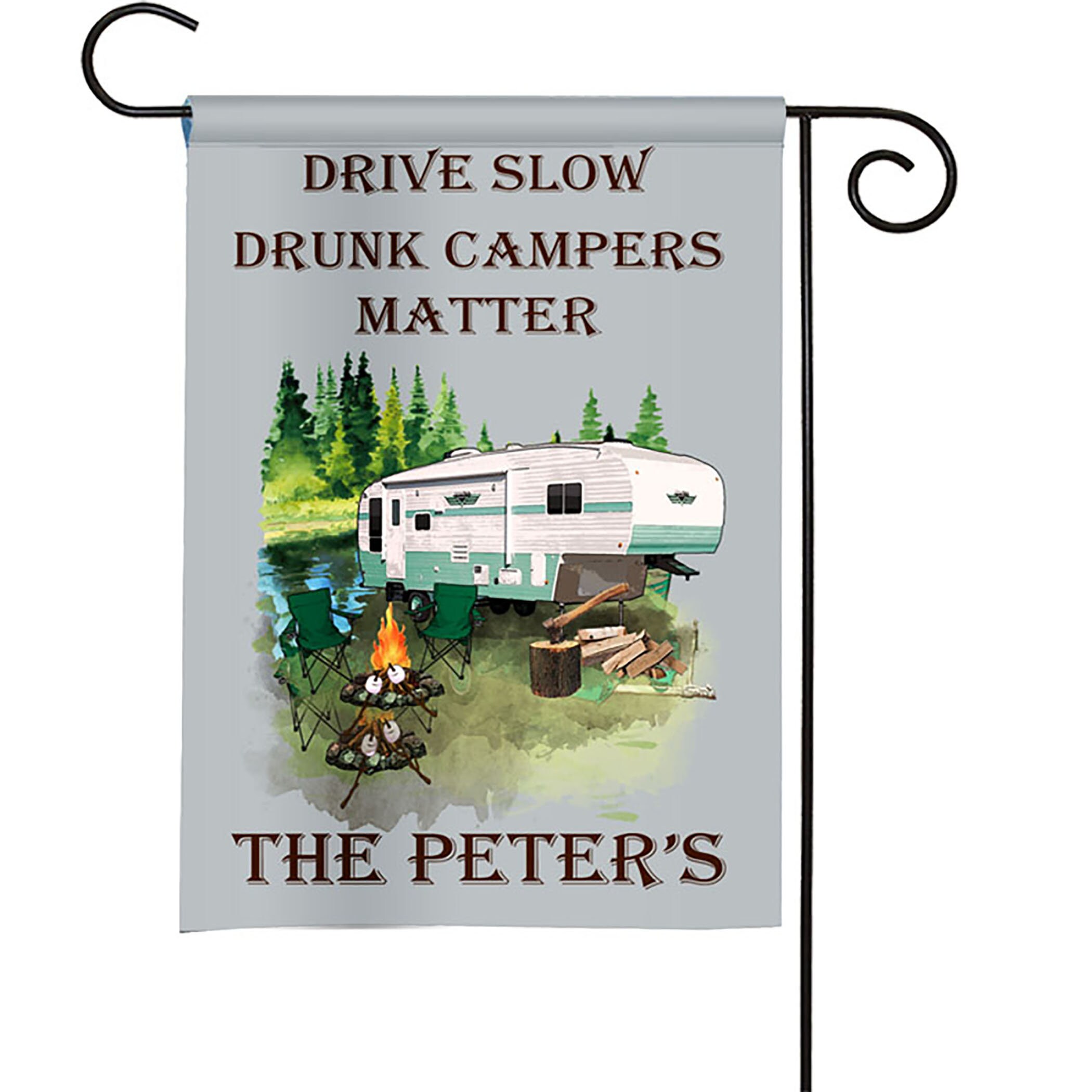 Personalized RV Camper Camping Flag Drive Slow Drunk Campers Etsy