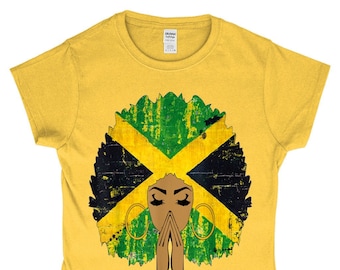 Praying Afro Jamaican Girl T-Shirt | Black pride clothing | black excellence | Black Pride tshirt | Ethnic Tee | Jamaican Flag Tshirt