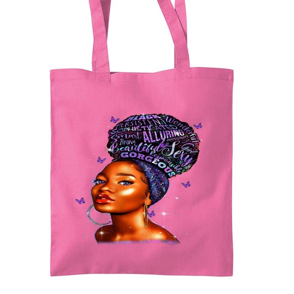 Alluring Black Queen Tote Bag, Melanin Queen Tote Bag, Black Girl Magic Tote Bag, Afrocentric Tote Bag, Melanin Tote Bag, Ethnic Tote Bag