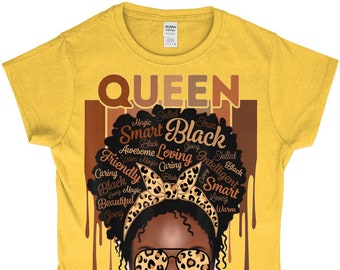 Affirmation Afro Black Queen T-Shirt, Melanin Queen T-Shirt - Black Girl Magic - Afrocentric Melanin T-Shirt | Afrocentric T-Shirt | Ethnic