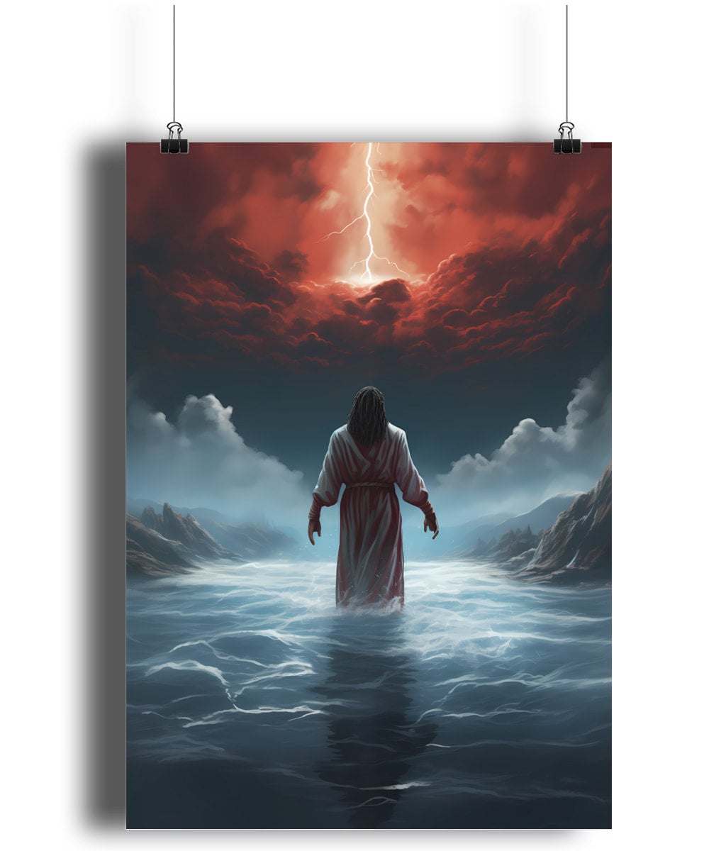 Black Jesus Walking on Water Poster Jesus Christ Wall Art - Etsy