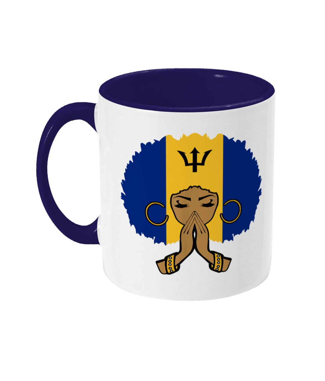 2 Toned Bajan Praying Girl Mug, Black Women Gift, Barbados Mug, Black