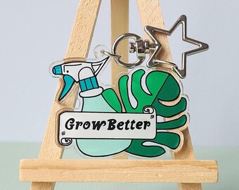 Grow Better Acrylic Keychain, Game Keyring, Green, 2 inch