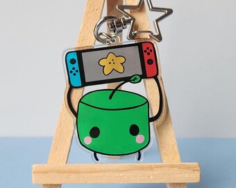 Junimo Surprise Acrylic Keychain, Game Keyring, 2 inch